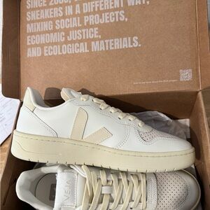 Veja Leather Sneakers in Off-White and Cream